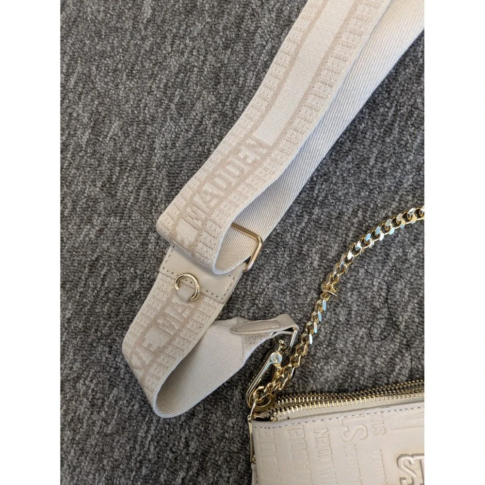 Steve Madden Cream Embossed Logo Crossbody Bag With‎ Chain Strap